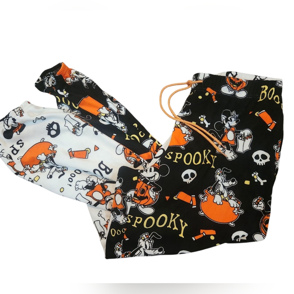 Disney Mickey Mouse Spooky Halloween Theme Ladies Large Pajama Pants Drawstring - Picture 3 of 7